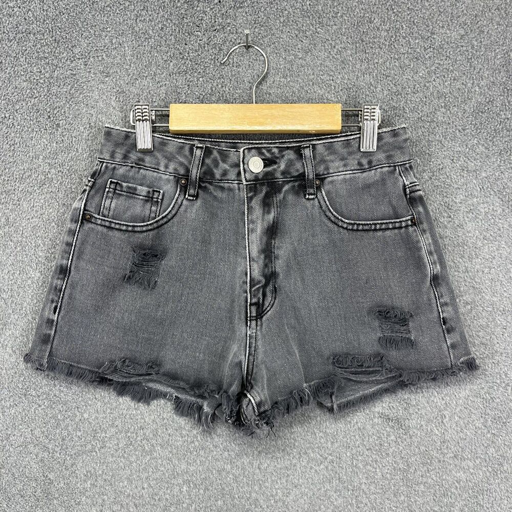 PACSUN Shorts Women 24 High Rise Festival Cut Off Frayed‎ Distressed Gray